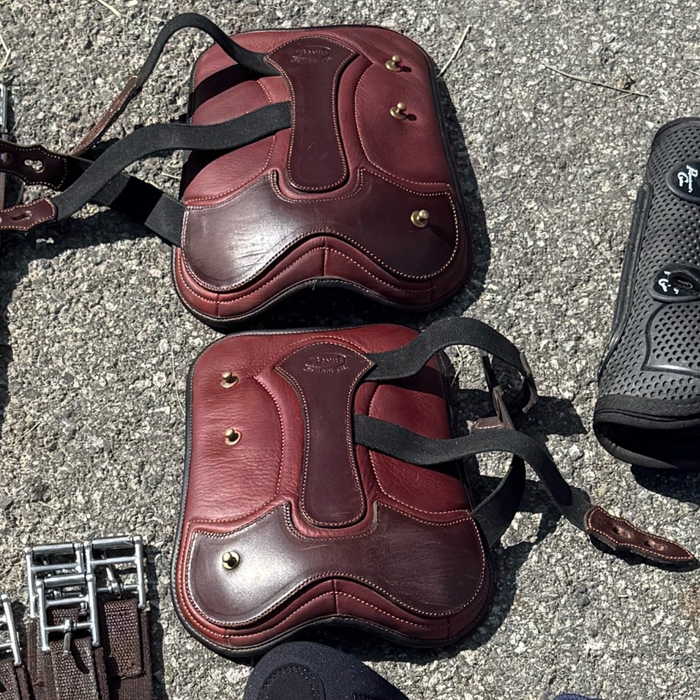 Beval tendon boots gorgeous russet leather open front size 2 (horse)